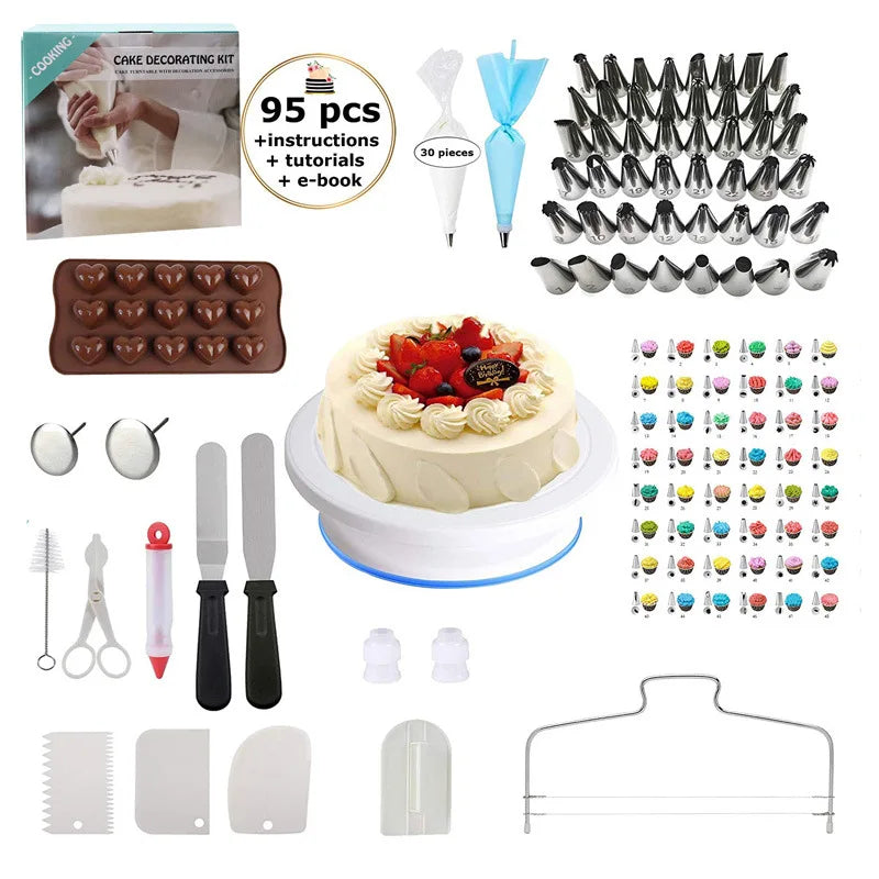 Cake Decorating Tools Set Turntable Pastry Bags Nozzle Bakware Baking Accessories Baking Tools Cake Baking Sets Baking Tool Set