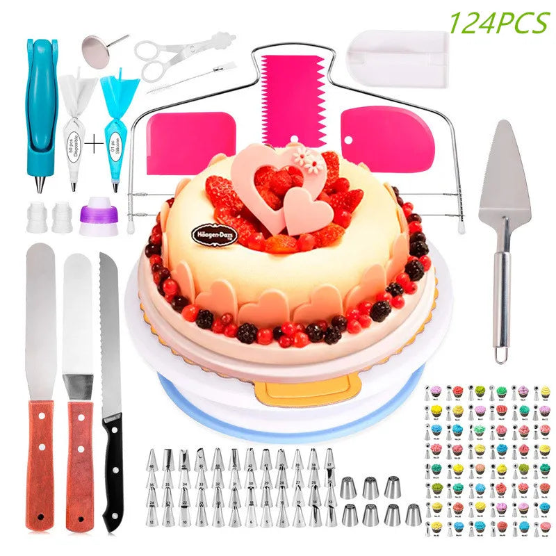 Cake Decorating Tools Set Turntable Pastry Bags Nozzle Bakware Baking Accessories Baking Tools Cake Baking Sets Baking Tool Set